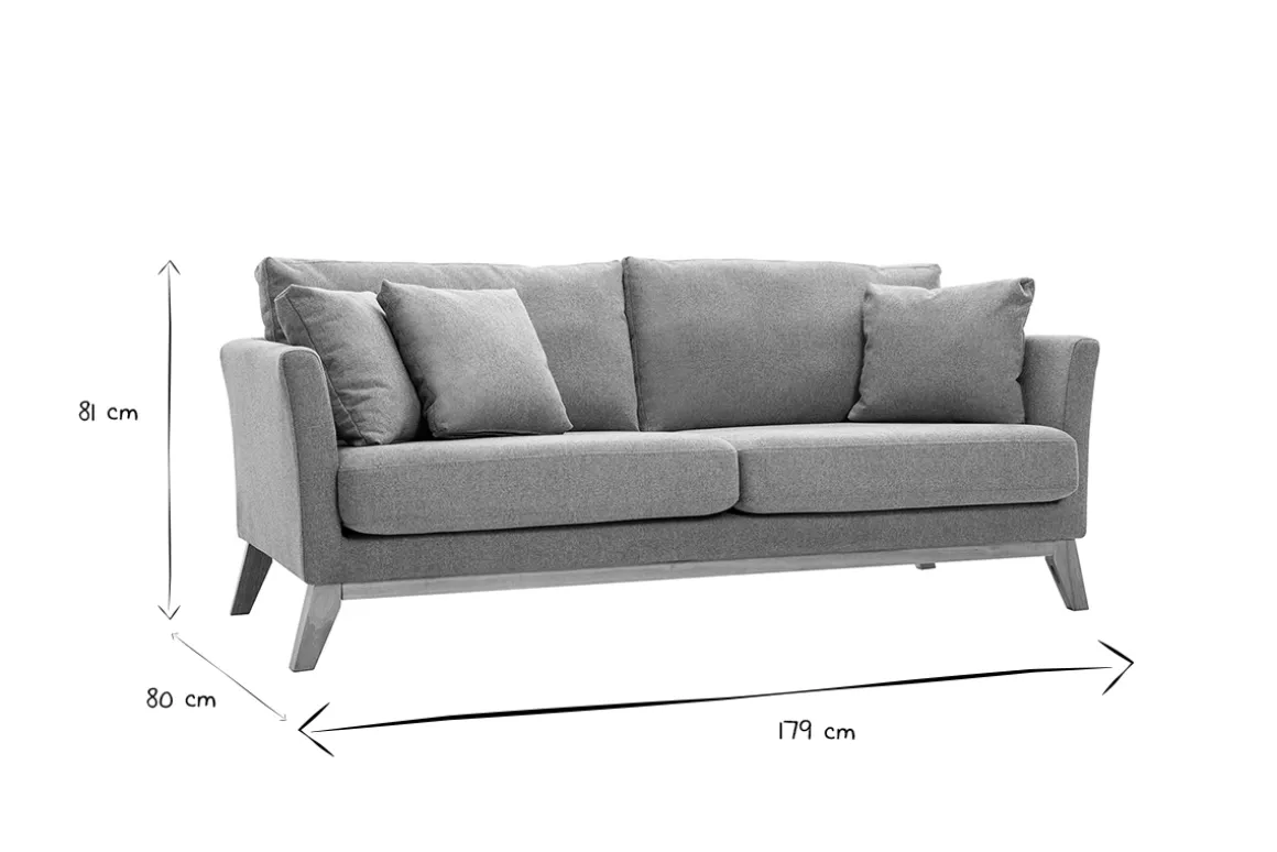 Miliboo Canapé Design|Voir Tous Les Canapés-Canapé scandinave déhoussable 3 places en tissu effet velours texturé terracotta et bois clair OSLO