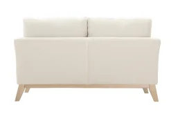 Miliboo Canapé Design|Voir Tous Les Canapés-Canapé scandinave déhoussable 2 places en tissu effet laine bouclée blanc cassé et bois clair OSLO