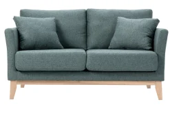 Miliboo Canapé Design|Voir Tous Les Canapés-Canapé scandinave déhoussable 2 places en tissu vert de gris et bois clair OSLO