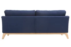 Miliboo Canapé Design|Voir Tous Les Canapés-Canapé scandinave déhoussable 3 places en tissu bleu foncé et bois clair OSLO