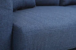 Miliboo Canapé Design|Voir Tous Les Canapés-Canapé scandinave déhoussable 3 places en tissu bleu foncé et bois clair OSLO