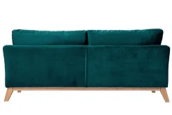 Miliboo Canapé Design|Voir Tous Les Canapés-Canapé scandinave déhoussable 3 places en tissu velours bleu pétrole et bois clair OSLO