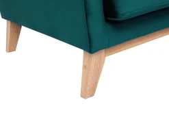 Miliboo Canapé Design|Voir Tous Les Canapés-Canapé scandinave déhoussable 3 places en tissu velours bleu pétrole et bois clair OSLO