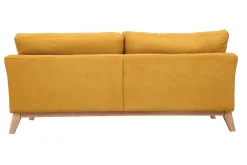 Miliboo Canapé Design|Voir Tous Les Canapés-Canapé scandinave déhoussable 3 places en tissu effet velours jaune moutarde et bois clair OSLO