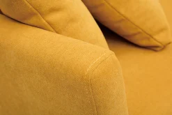 Miliboo Canapé Design|Voir Tous Les Canapés-Canapé scandinave déhoussable 3 places en tissu effet velours jaune moutarde et bois clair OSLO