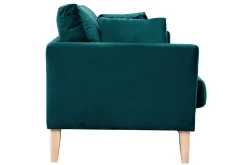Miliboo Canapé Design|Voir Tous Les Canapés-Canapé scandinave déhoussable 2 places en tissu velours bleu pétrole et bois clair OSLO
