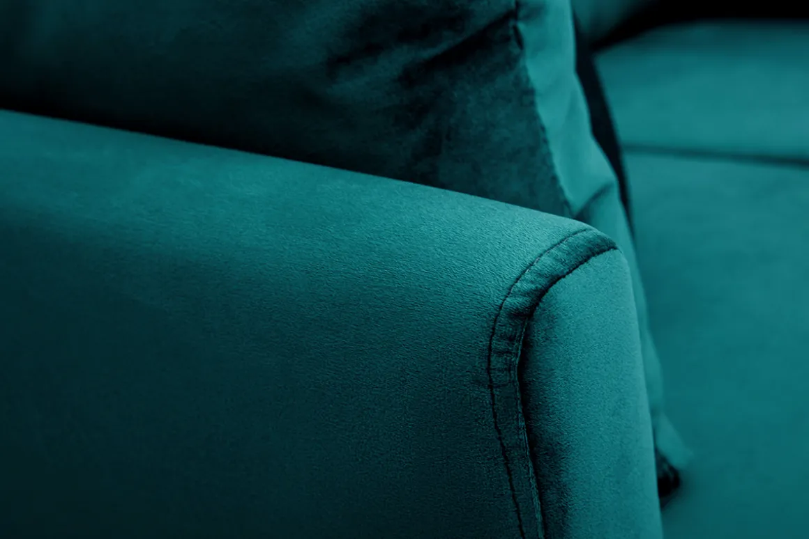 Miliboo Canapé Design|Voir Tous Les Canapés-Canapé scandinave déhoussable 2 places en tissu velours bleu pétrole et bois clair OSLO