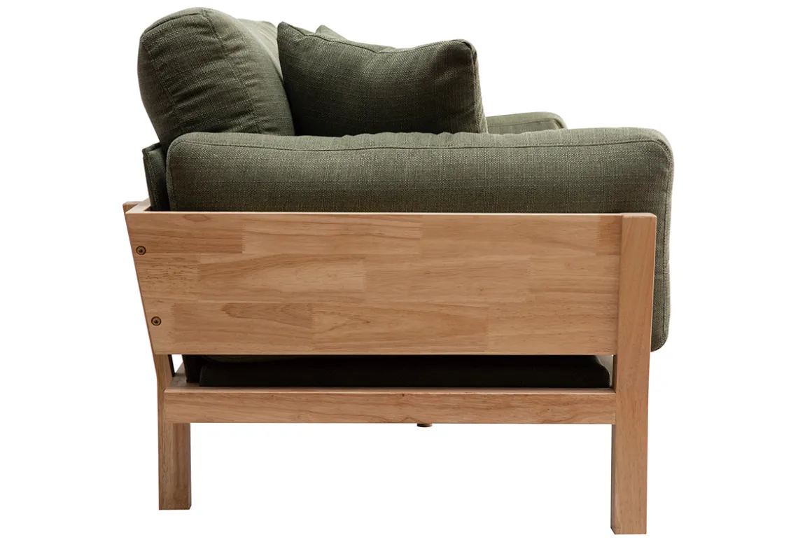 Miliboo Canapé Design|Voir Tous Les Canapés-Canapé scandinave déhoussable 3 places en tissu kaki et bois clair KYO