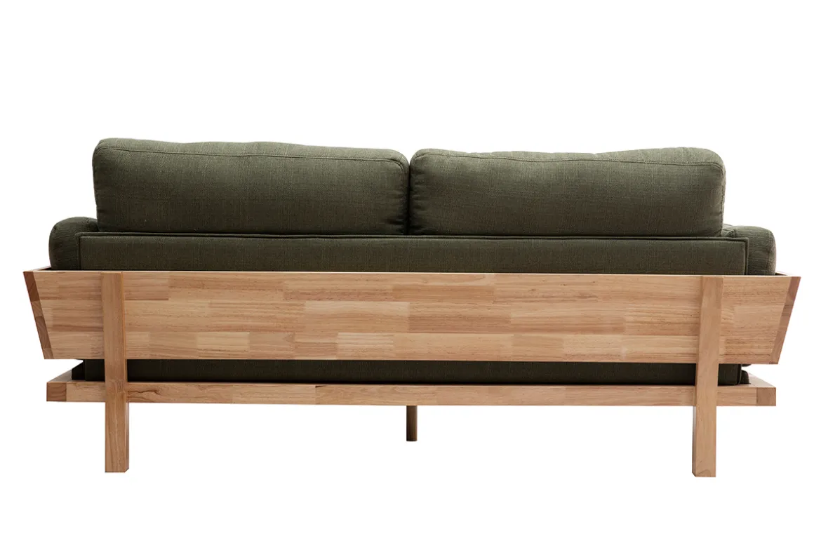 Miliboo Canapé Design|Voir Tous Les Canapés-Canapé scandinave déhoussable 3 places en tissu kaki et bois clair KYO
