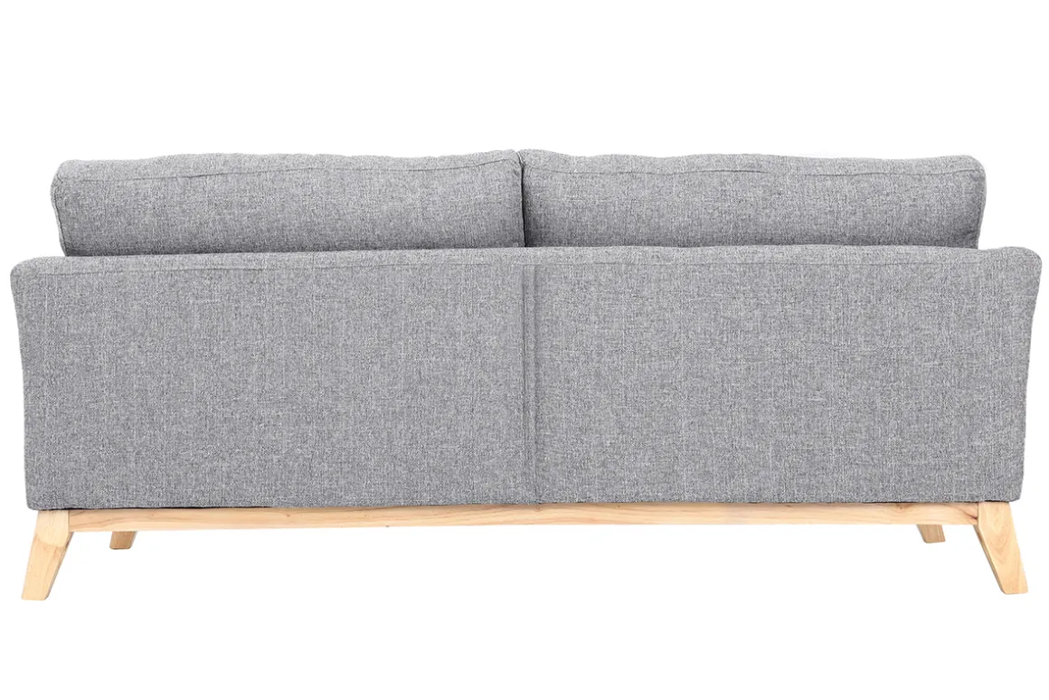 Miliboo Canapé Design|Voir Tous Les Canapés-Canapé scandinave déhoussable 3 places en tissu gris clair et bois clair OSLO