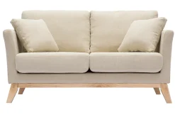 Miliboo Canapé Design|Voir Tous Les Canapés-Canapé scandinave déhoussable 2 places en tissu beige et bois clair OSLO