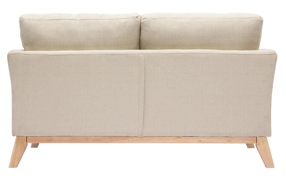 Miliboo Canapé Design|Voir Tous Les Canapés-Canapé scandinave déhoussable 2 places en tissu beige et bois clair OSLO