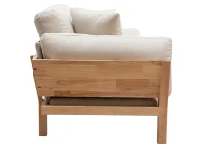 Miliboo Canapé Design|Voir Tous Les Canapés-Canapé scandinave déhoussable 3 places en tissu blanc crème et bois clair KYO