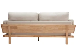 Miliboo Canapé Design|Voir Tous Les Canapés-Canapé scandinave déhoussable 3 places en tissu blanc crème et bois clair KYO