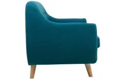 Miliboo Canapé Design|Voir Tous Les Canapés-Canapé scandinave déhoussable 2 places en tissu bleu canard et bois clair YNOK