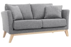 Miliboo Canapé Design|Voir Tous Les Canapés-Canapé scandinave déhoussable 2 places en tissu gris clair et bois clair OSLO