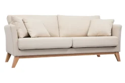 Miliboo Canapé Design|Voir Tous Les Canapés-Canapé scandinave déhoussable 3 places en tissu beige et bois clair OSLO
