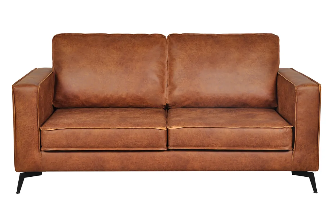 Miliboo Canapé Cuir|Voir Tous Les Canapés-Canapé vintage 2-3 places cuir marron cognac aspect vieilli et métal noir SONNY