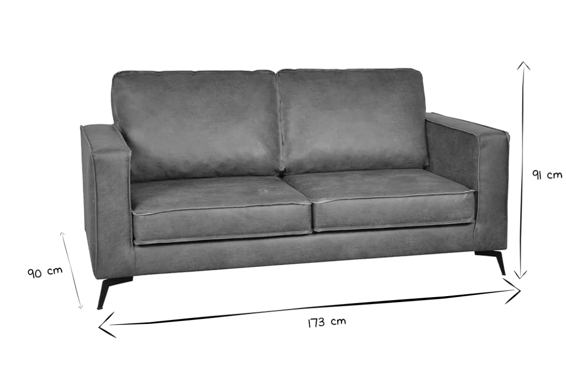 Miliboo Canapé Cuir|Voir Tous Les Canapés-Canapé vintage 2-3 places cuir marron cognac aspect vieilli et métal noir SONNY