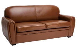 Miliboo Canapé Cuir|Voir Tous Les Canapés-Canapé vintage 3 places cuir marron et bois noir CLUB