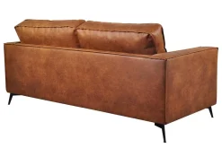 Miliboo Canapé Cuir|Voir Tous Les Canapés-Canapé vintage 3 places cuir marron cognac aspect vieilli et métal noir SONNY