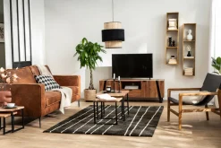 Miliboo Canapé Cuir|Voir Tous Les Canapés-Canapé vintage 3 places cuir marron cognac aspect vieilli et métal noir SONNY