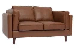 Miliboo Canapé Cuir|Voir Tous Les Canapés-Canapé vintage 2 places cuir marron et bois foncé BRADLEY