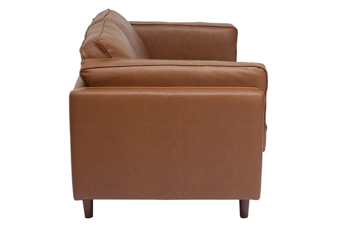 Miliboo Canapé Cuir|Voir Tous Les Canapés-Canapé vintage 2 places cuir marron et bois foncé BRADLEY