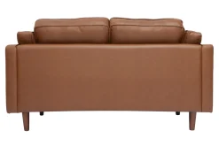 Miliboo Canapé Cuir|Voir Tous Les Canapés-Canapé vintage 2 places cuir marron et bois foncé BRADLEY