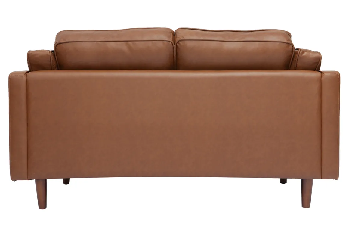 Miliboo Canapé Cuir|Voir Tous Les Canapés-Canapé vintage 2 places cuir marron et bois foncé BRADLEY