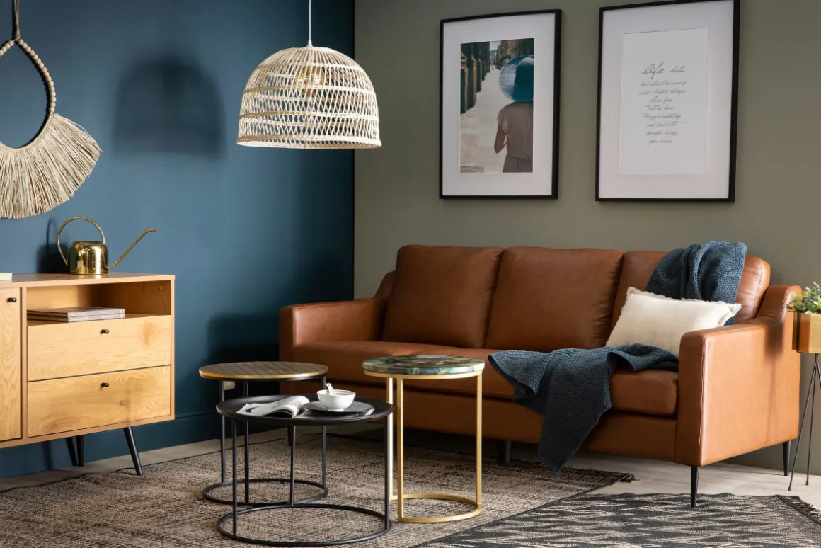 Miliboo Canapé Cuir|Voir Tous Les Canapés-Canapé vintage 3 places cuir marron et bois noir OXMO