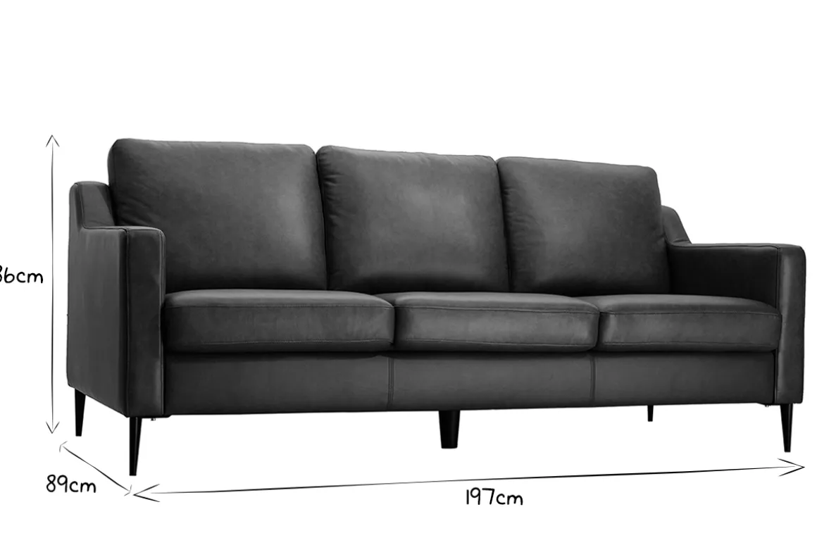 Miliboo Canapé Cuir|Voir Tous Les Canapés-Canapé vintage 3 places cuir marron et bois noir OXMO