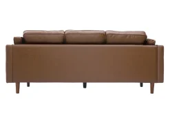 Miliboo Canapé Cuir|Voir Tous Les Canapés-Canapé vintage 3 places cuir marron et bois foncé BRADLEY