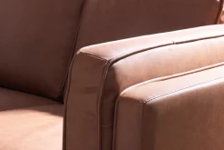 Miliboo Canapé Cuir|Voir Tous Les Canapés-Canapé vintage 3 places cuir marron et bois foncé BRADLEY