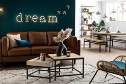 Miliboo Canapé Cuir|Voir Tous Les Canapés-Canapé vintage 3 places cuir marron et bois foncé BRADLEY