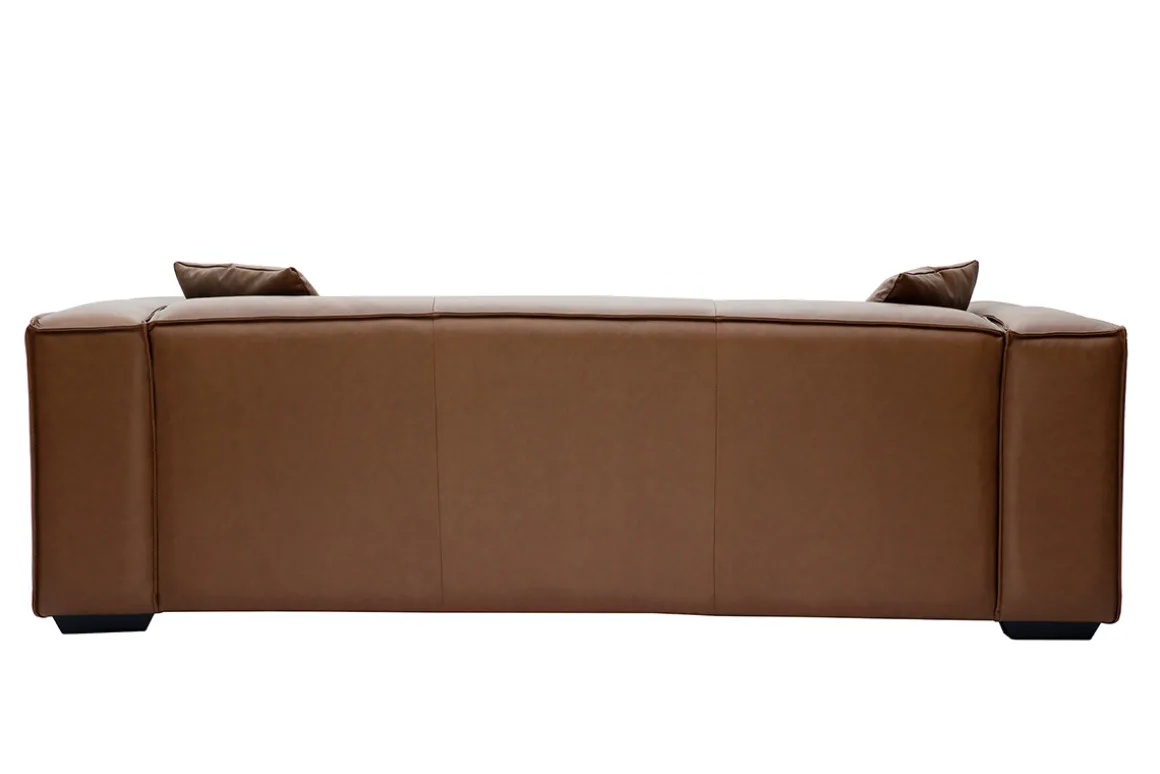 Miliboo Canapé Cuir|Voir Tous Les Canapés-Canapé vintage 3 places cuir marron et bois noir COBAIN