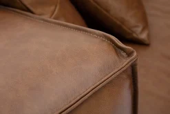 Miliboo Canapé Cuir|Voir Tous Les Canapés-Canapé vintage 3 places cuir marron et bois noir COBAIN