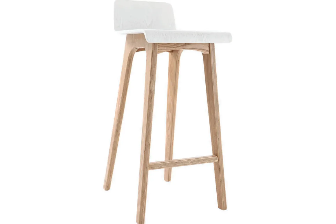 Miliboo Tabouret De Bar-Chaise de bar scandinave 75 cm bois et blanc BALTIK