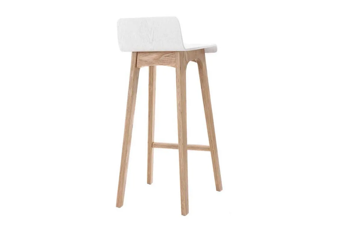 Miliboo Tabouret De Bar-Chaise de bar scandinave 75 cm bois et blanc BALTIK