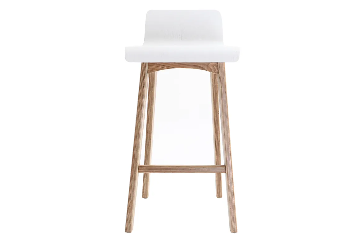 Miliboo Tabouret De Bar-Chaise de bar scandinave bois et blanc H65 cm BALTIK