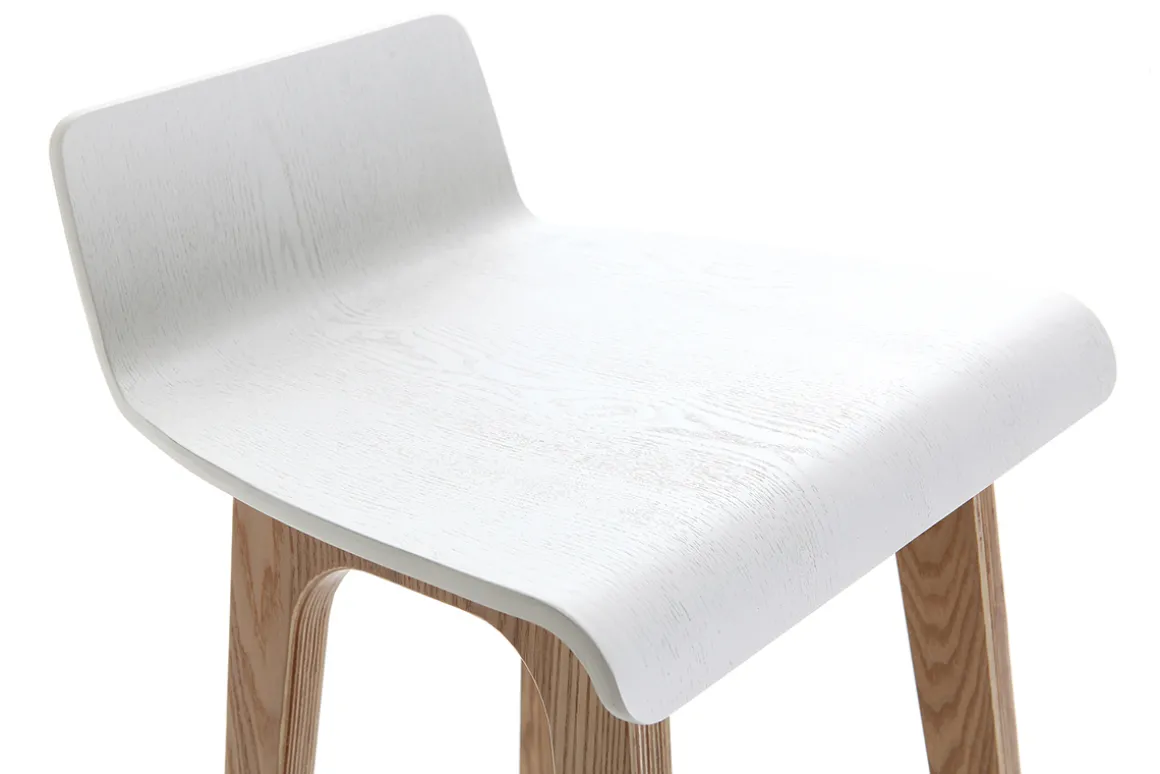 Miliboo Tabouret De Bar-Chaise de bar scandinave bois et blanc H65 cm BALTIK