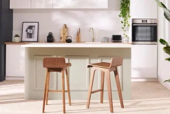 Miliboo Tabouret De Bar-Chaise de bar scandinave bois foncé H65 cm BALTIK