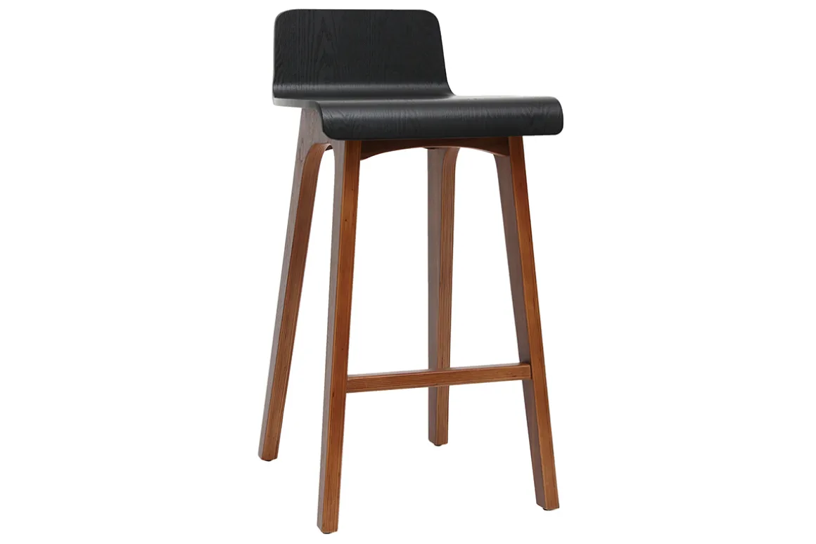 Miliboo Tabouret De Bar-Chaise de bar scandinave noir et bois foncé H65 cm BALTIK