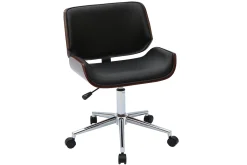 Miliboo Fauteuil De Bureau|Fauteuil De Bureau Petit Prix-Chaise de bureau à roulettes design noir, bois foncé noyer et acier chromé RUBBENS