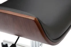 Miliboo Fauteuil De Bureau|Fauteuil De Bureau Petit Prix-Chaise de bureau à roulettes design noir, bois foncé noyer et acier chromé RUBBENS