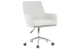 Miliboo Fauteuil De Bureau-Chaise de bureau à roulettes en tissu gris clair et acier chromé SHANA