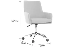 Miliboo Fauteuil De Bureau-Chaise de bureau à roulettes en tissu gris clair et acier chromé SHANA