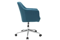 Miliboo Fauteuil De Bureau|Fauteuil De Bureau Petit Prix-Chaise de bureau à roulettes en tissu bleu canard et acier chromé ALEYNA