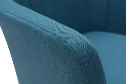 Miliboo Fauteuil De Bureau|Fauteuil De Bureau Petit Prix-Chaise de bureau à roulettes en tissu bleu canard et acier chromé ALEYNA