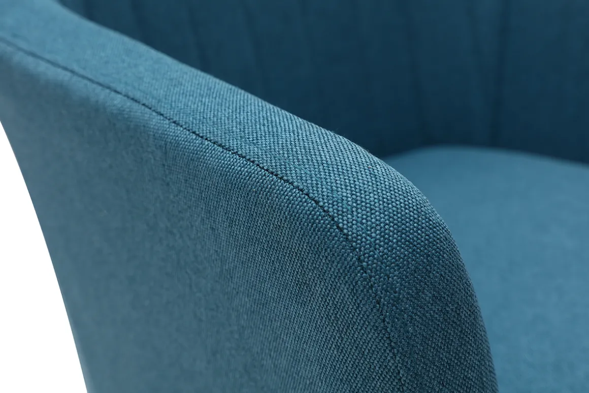 Miliboo Fauteuil De Bureau|Fauteuil De Bureau Petit Prix-Chaise de bureau à roulettes en tissu bleu canard et acier chromé ALEYNA